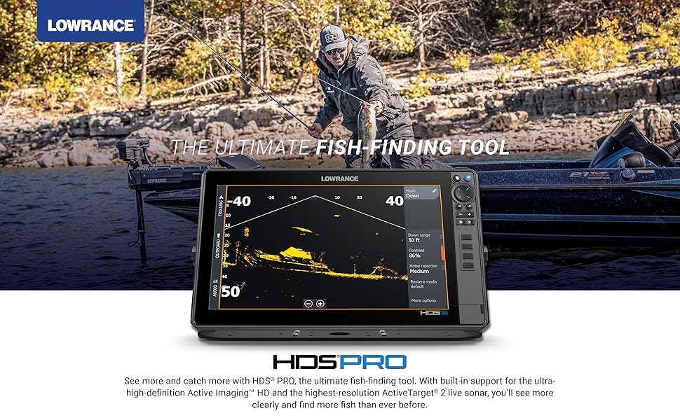 SALE Lowrance HDS PRO 12 with Preloaded C-MAP DISCOVER OnBoard & Active Imaging 3-in-1 Transom Mount Transducer